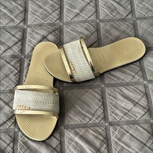 Havaianas You Trancoso Premium Beige and Gold Women's Slide Sandals
